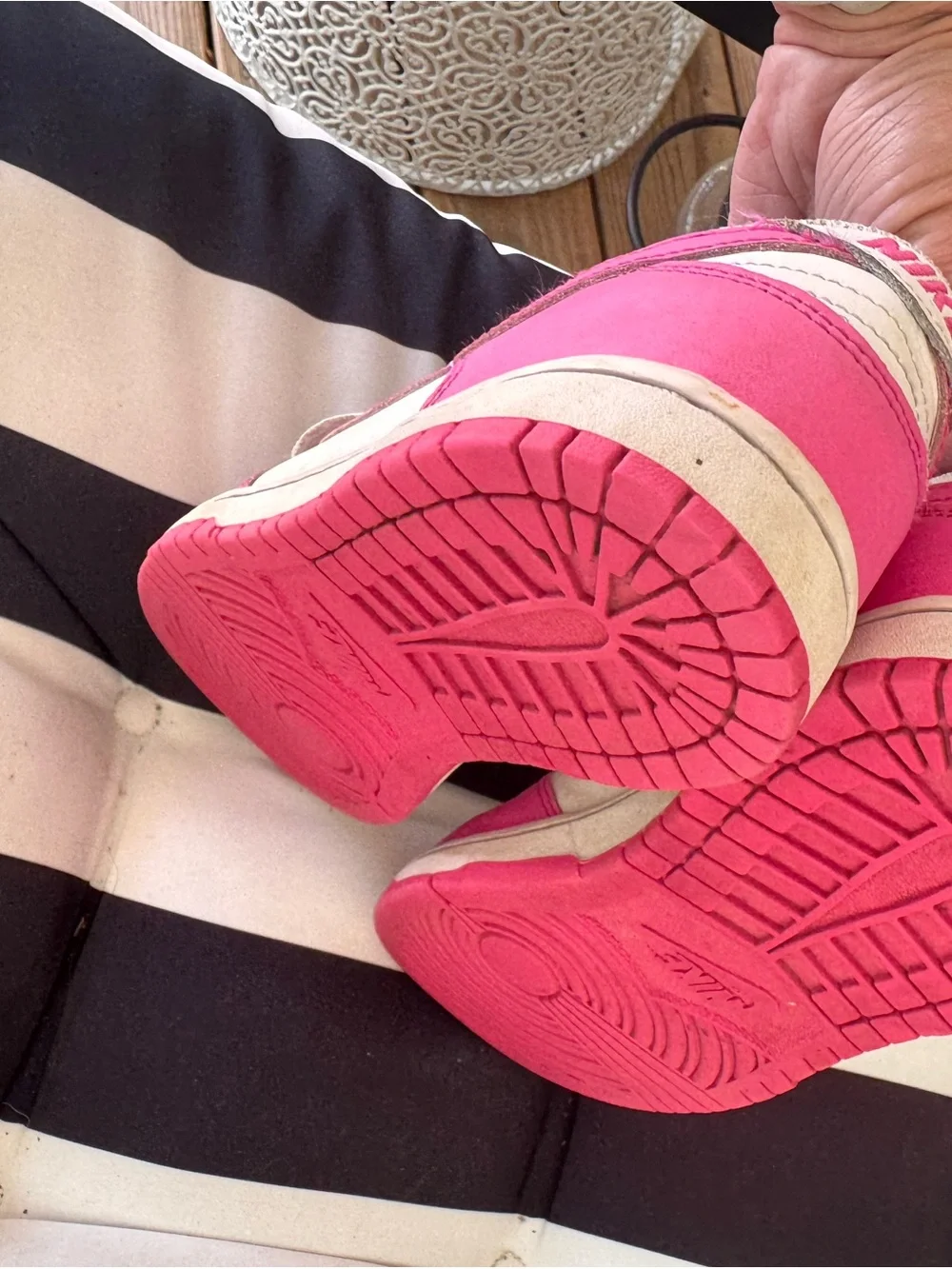 Nike White and Bright Pink Low-Top Sneakers